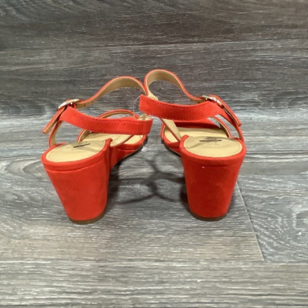 NEW J Crew Designer Elegant Red Wedge Women Sandals Stiletto Heels 7.5  8  8.5 - Picture 5 of 7